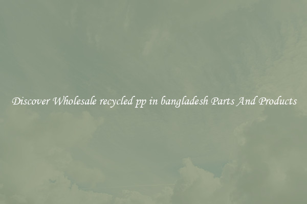 Discover Wholesale recycled pp in bangladesh Parts And Products